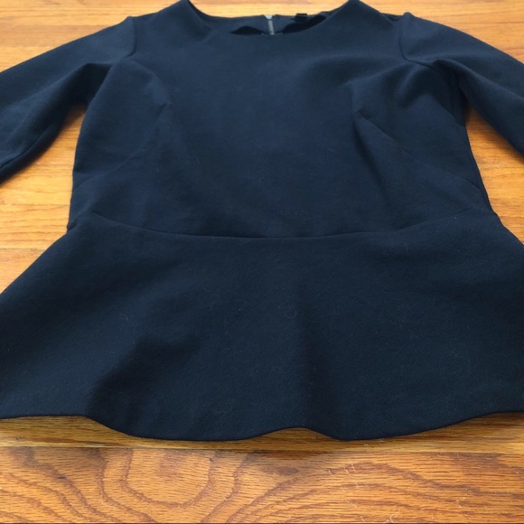 J. Crew Black Peplum Zipper Back Top - Picture 5 of 8